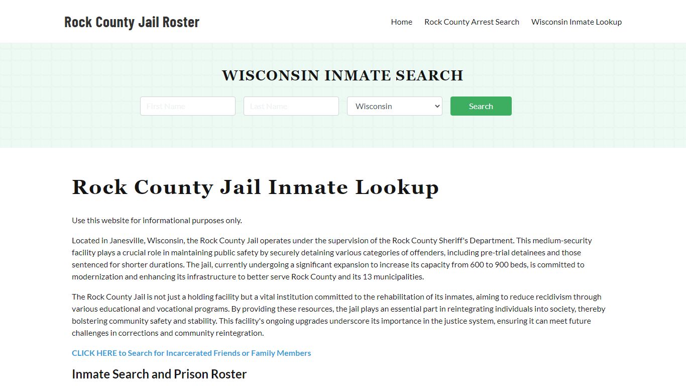 Rock County Jail Roster Lookup, WI, Inmate Search