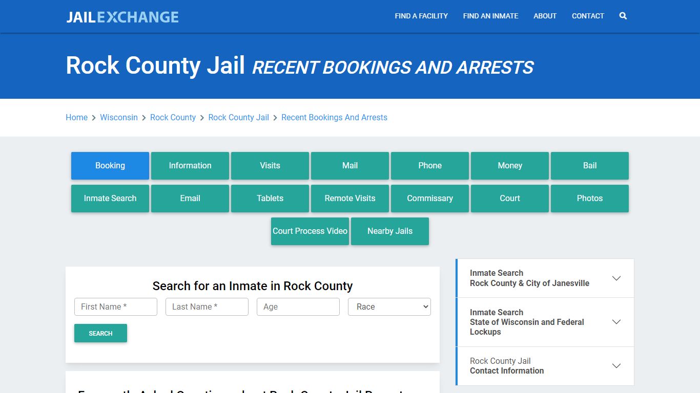 Rock County Jail WI Recent Arrests and Bookings - Jail Exchange